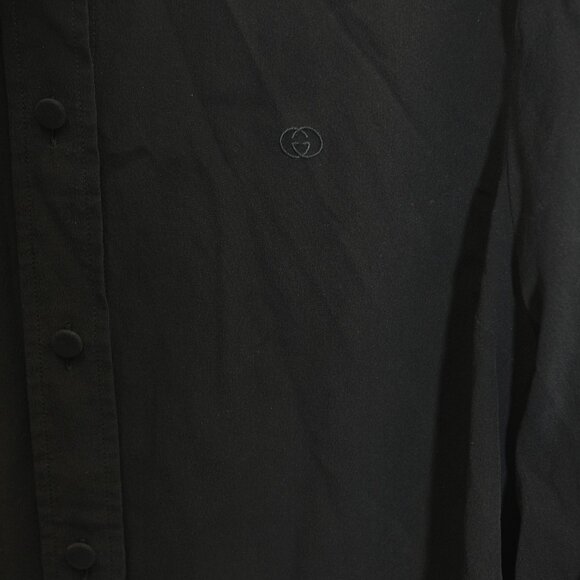Gucci Black 100% Silk Shirt with Subtle GG Embroidery Very Good Condition - Picture 5 of 12